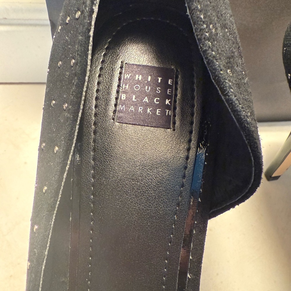 White House Black Market Black Glitter Heels - Picture 5 of 9